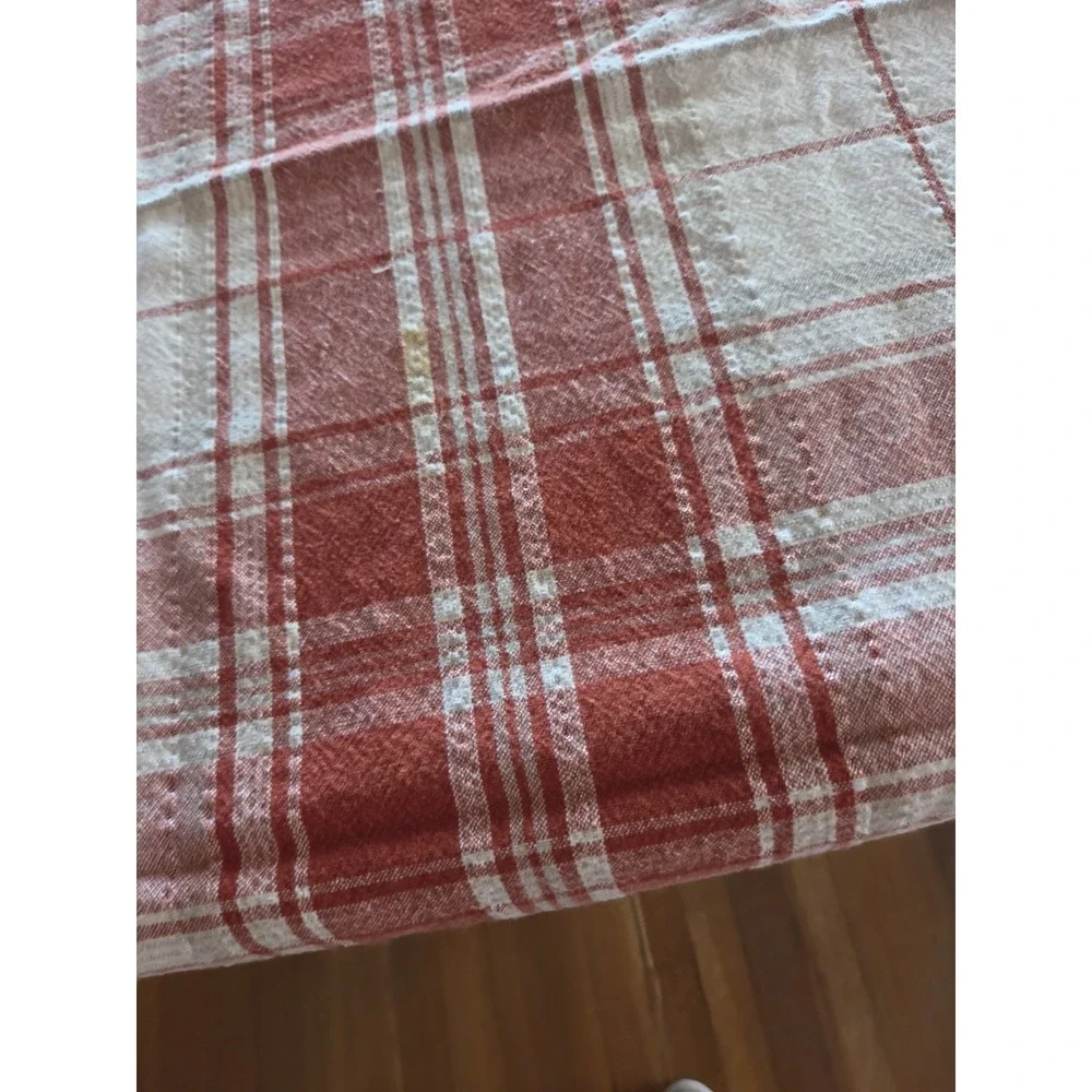 52x70 Tablecloth Rustic Reddish Orange Woven Slight Shimmer Fall Thanksgiving